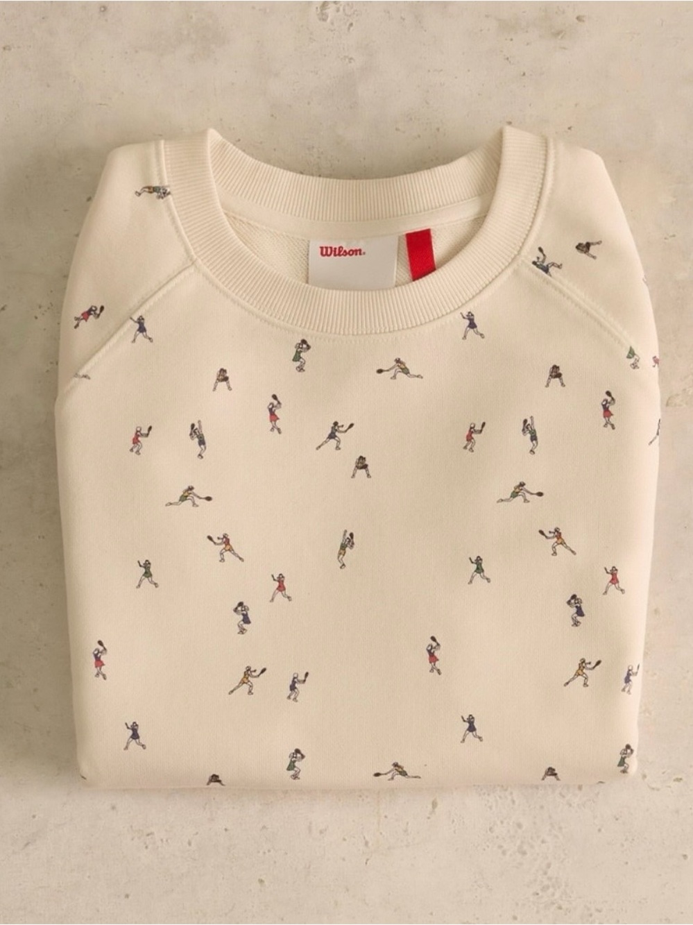 Wilson Limited Edition Crewneck w/ Tiny Tennis Multicolor Athlete Motifs